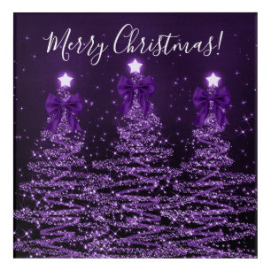Elegant Holiday Purple Christmas Trees Bows Acrylic Print