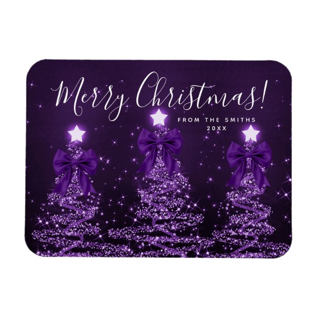 Elegant Holiday Purple Christmas Trees  Magnet (Horizontal)