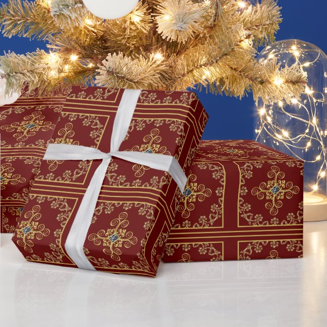 Elegant Holiday Red and Gold Wrapping Paper (Holidays)