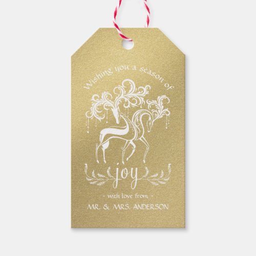 Elegant Holiday Reindeer _ Faux Gold Glitter Gift Tags