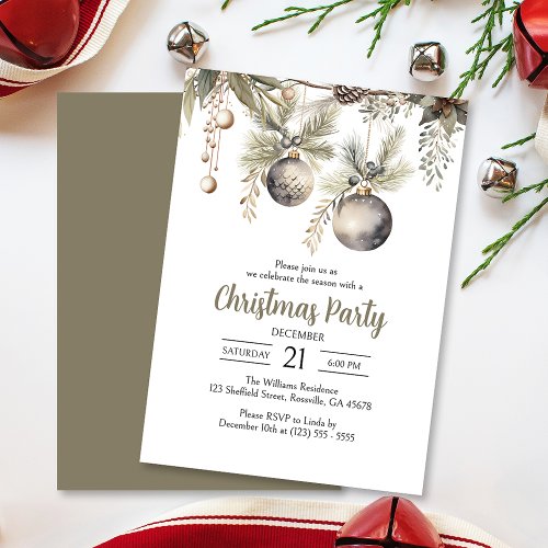 Elegant Holiday Season Christmas Party Invitation