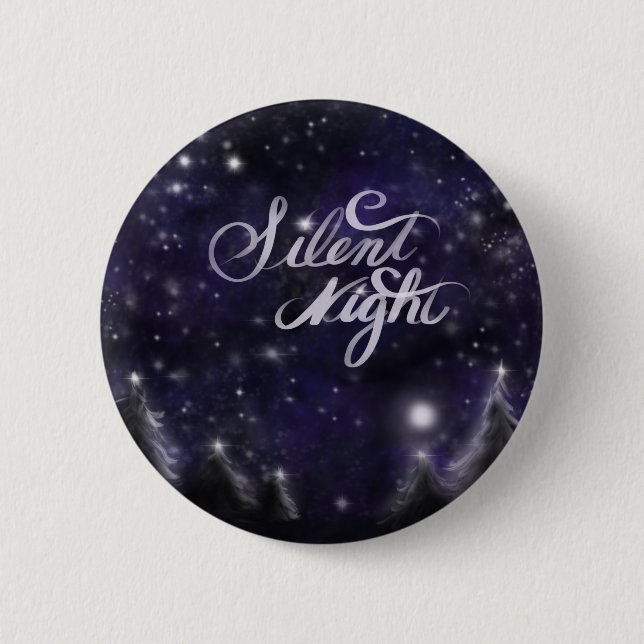 Elegant Holiday snow scene silent night Button (Front)