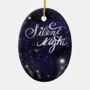 Elegant Holiday snow scene silent night Ceramic Ornament