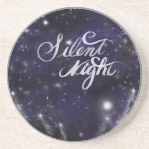 Elegant Holiday snow scene silent night Drink Coaster