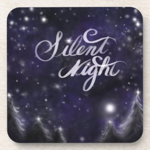 Elegant Holiday snow scene silent night Drink Coaster