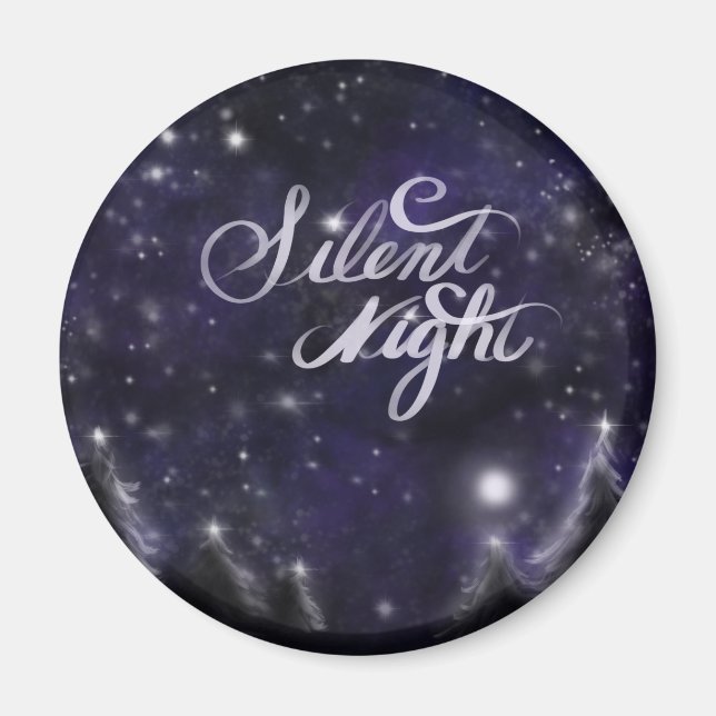 Elegant Holiday snow scene silent night Magnet (Front)