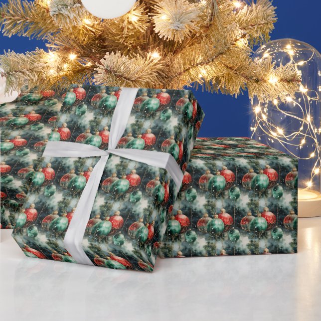 Elegant Holiday Symphony: Green, Red & Gold Wrapping Paper (Holidays)