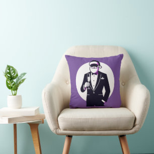 Elegant Holiday Toast - Santa's Stylish Gala Throw Pillow