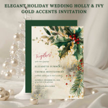 Elegant Holiday Wedding Holly & Ivy Gold Accents