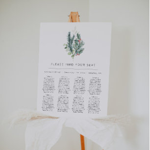 Elegant Holiday Wedding Table Seating Chart Foam Board
