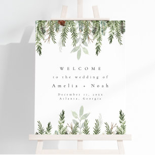 Elegant Holiday Wedding Welcome Sign