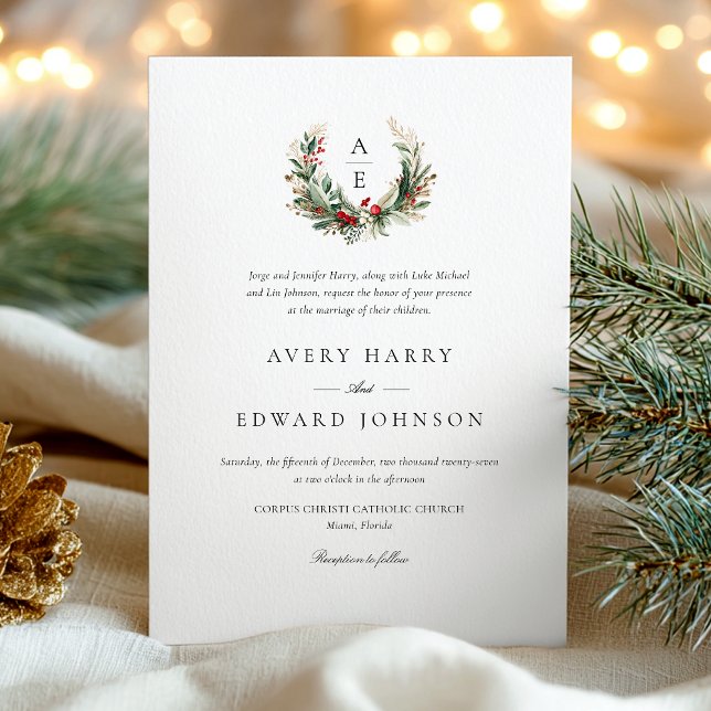 Elegant Holiday Winter Wedding  Invitation (Creator Uploaded)