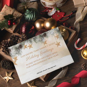 Elegant Holiday Wishes with Pine and Star Accents Card