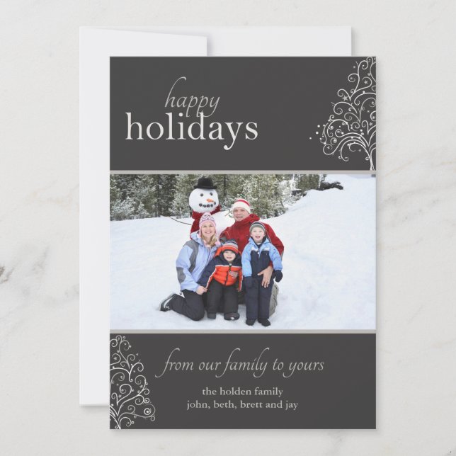 Elegant Holiday with Whimsical Christmas Tree Card (Front)