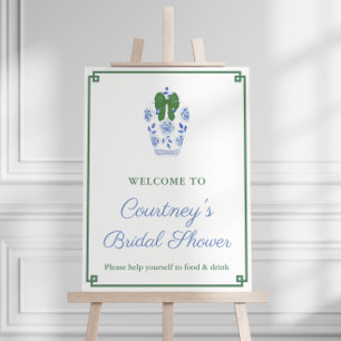 Elegant Holidays Blue Green Bridal Shower Welcome Foam Board