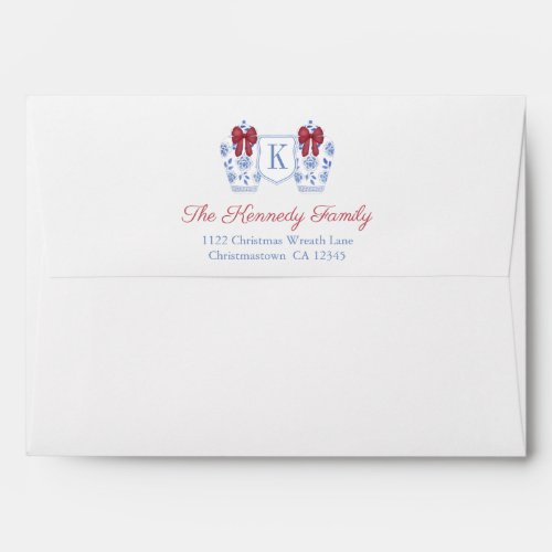 Elegant Holidays Ginger Jar Red Bow Return Address Envelope