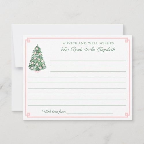 Elegant Holidays Pink Green Advice For Bride Card