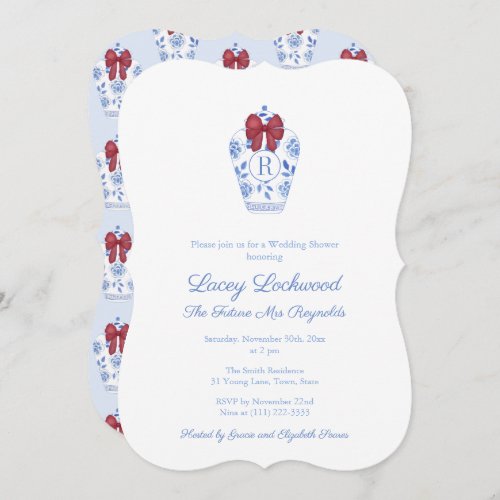 Elegant Holidays Red Something Blue Bridal Shower Invitation