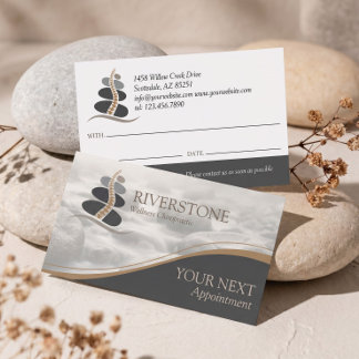 Elegant Holistic Riverstone Spine Chiropractor Appointment Card