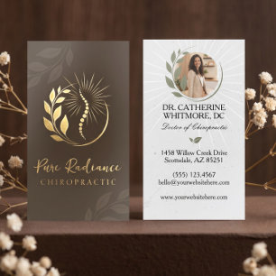 Elegant Holistic Sun Chiropractic Wellness Photo Foil Business Cards