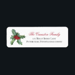 Elegant Holly and Berries Christmas Holiday Label<br><div class="desc">Elegant holly and berries bough script text and serif style return address.  Simple and elegant for your  Christmas and holiday mailings.</div>