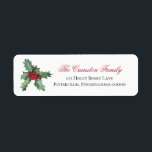 Elegant Holly and Berries Christmas Holiday Label<br><div class="desc">Elegant holly and berries bough script text and serif style return address.  Simple and elegant for your  Christmas and holiday mailings.</div>
