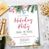 Elegant Holly Berries Corporate Holiday Party
