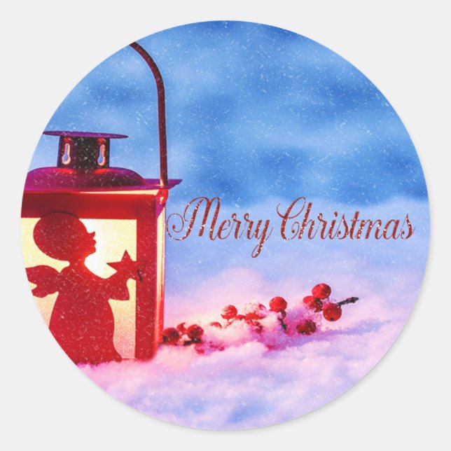 Elegant Holly Berries, Lamp Classic Round Sticker (Front)