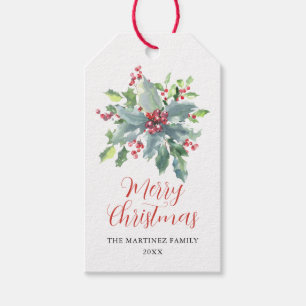 Elegant Holly Berry Christmas Holiday Gift Tags