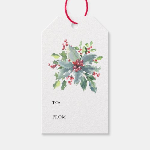 Elegant Holly Berry Christmas Holiday Gift Tags