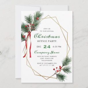 Elegant Holly Berry Corporate Christmas Party Invitation