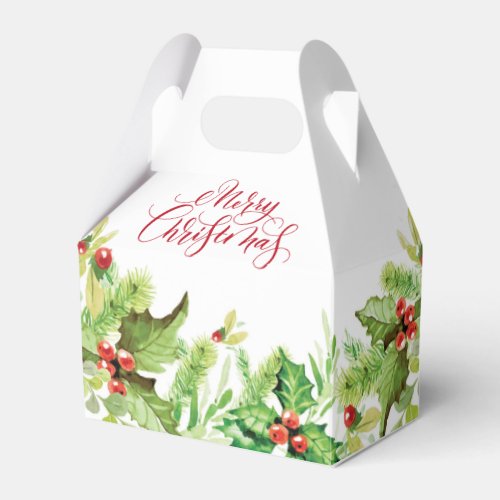 Elegant Holly Berry Merry Christmas Holiday Favor Boxes