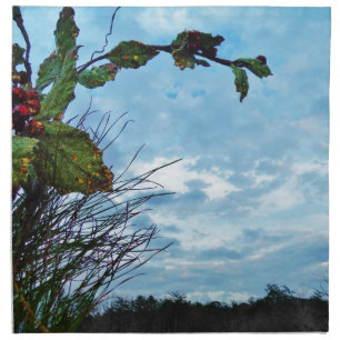 Elegant Holly Christmas, blue sky Cloth Napkin