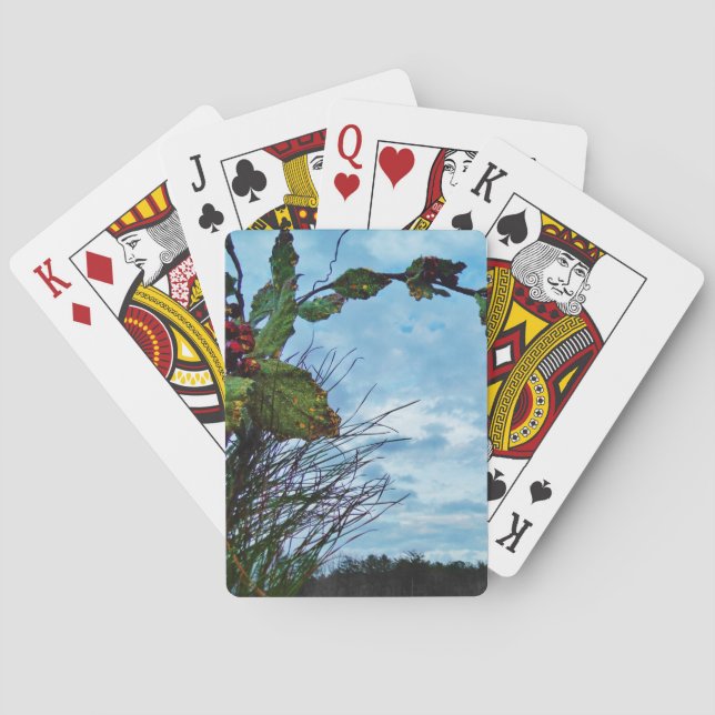 Elegant Holly Christmas,  blue sky Poker Cards (Back)