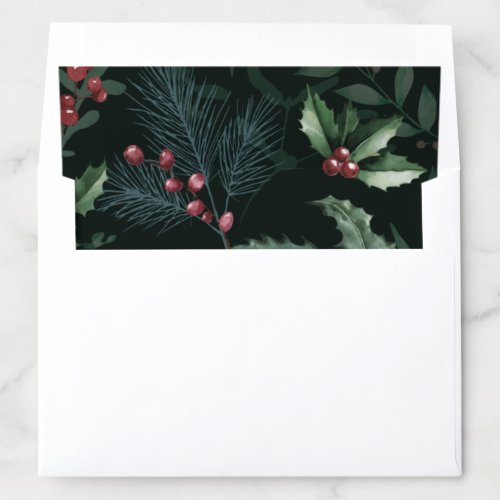 Elegant Holly Christmas Botanical Envelope Liner