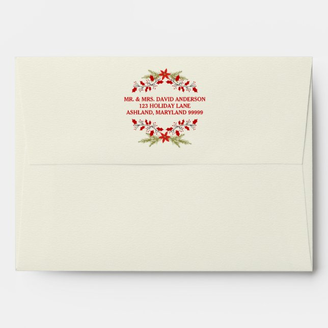 Elegant Holly Christmas Typography Envelope (Back (Top Flap))
