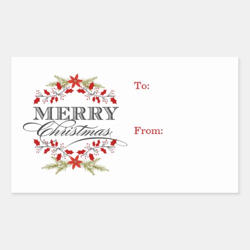 Elegant Holly Christmas Typography Gift Tags