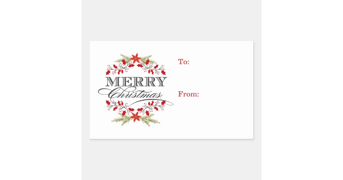 Elegant Holly Christmas Typography Gift Tags | Zazzle