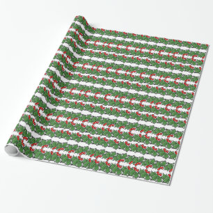 Elegant Holly festive Christmas green red greenery Wrapping Paper