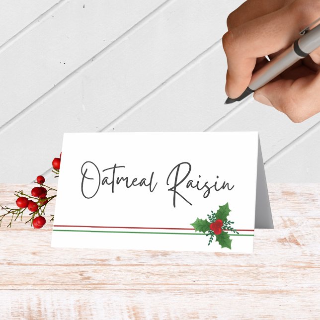 Elegant Holly Folding Food, Drink or Place Cards (Elegant Holiday Folding Label Cards for Food and Drink Labels, Place Cards, Contests and More)