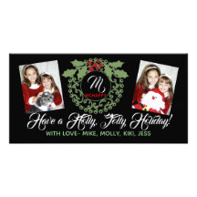 Elegant Holly Jolly Holiday Photo Christmas Card 2