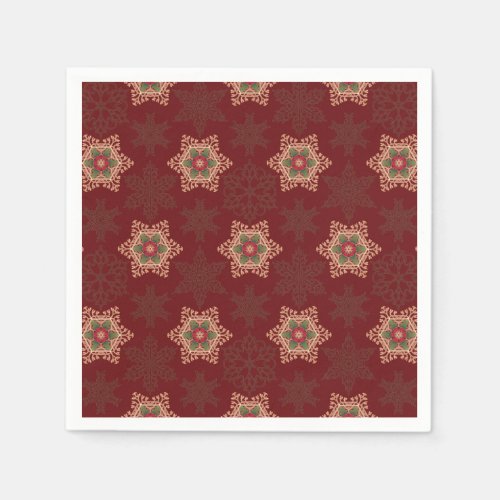 Elegant Holly Star Christmas and Yule Napkins