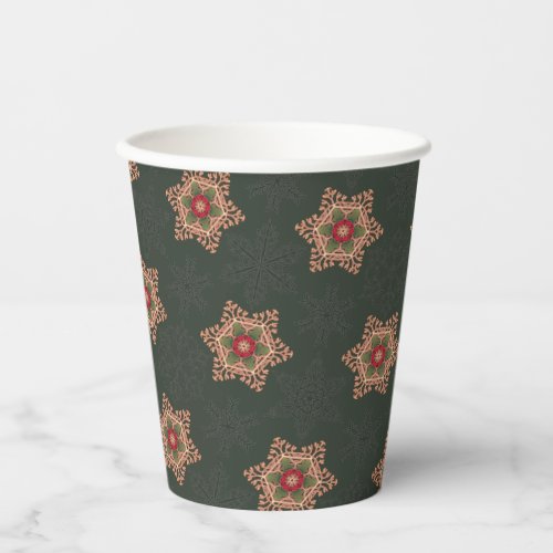 Elegant Holly Star Christmas and Yule Paper Cups