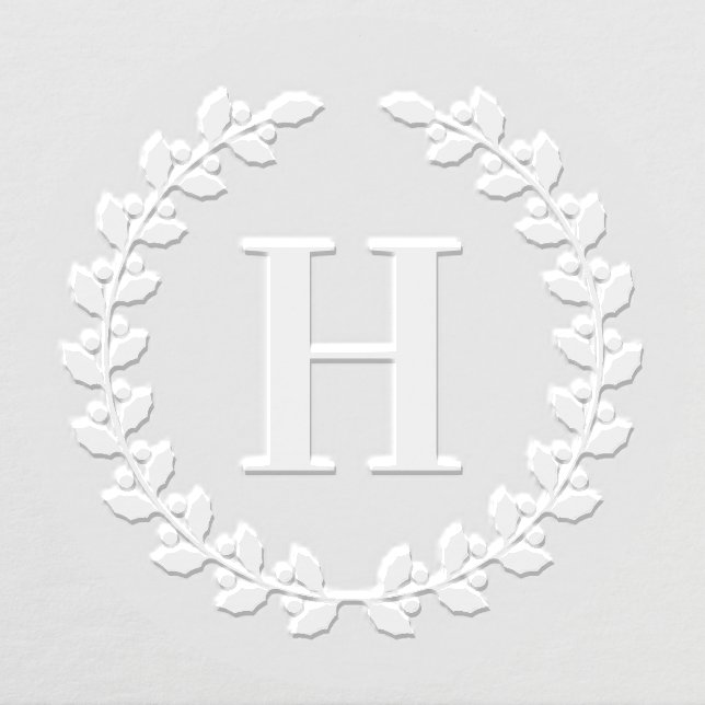 Elegant Holly Wreath Initial Monogram Embosser (Design)