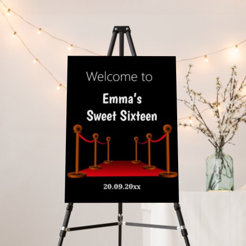 Elegant Hollywood Black Red Carpet 16th Birthday Foam Board