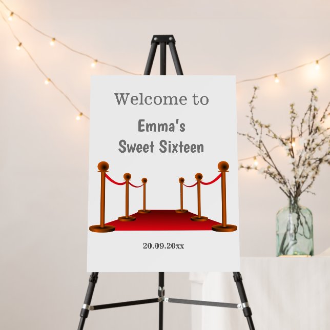 Elegant Hollywood Red Carpet 16th Any Age Birthday Foam Board (In Situ (Stand))