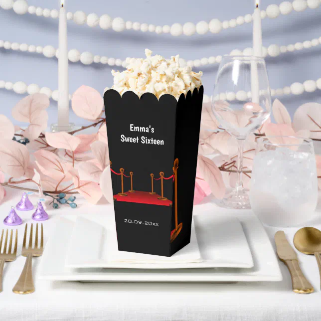 Elegant Hollywood Red Carpet Sweet 16 Birthday Favor Boxes