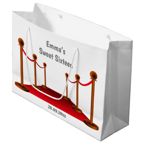 Elegant Hollywood Red Carpet Sweet 16 Birthday  Large Gift Bag