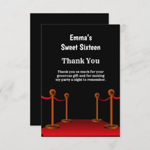 Elegant Hollywood Red Carpet Sweet 16 Birthday Thank You Card