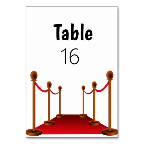 Elegant Hollywood Red Carpet Sweet 16  Table Number